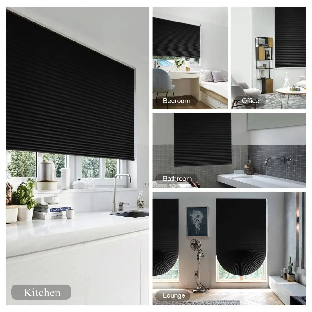Cut to Size Blackout Pleated Paper Blind Easy Install Stick On Adhesive Paper Shades No Drill Cordless Paper Window Shades