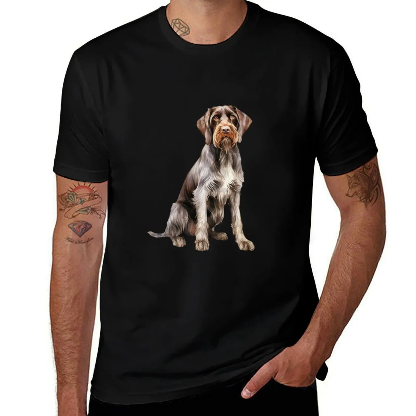 German Wirehaired Pointer best friend T-Shirt Casual Loose Short Sleeve Tee for Men T-Shirt