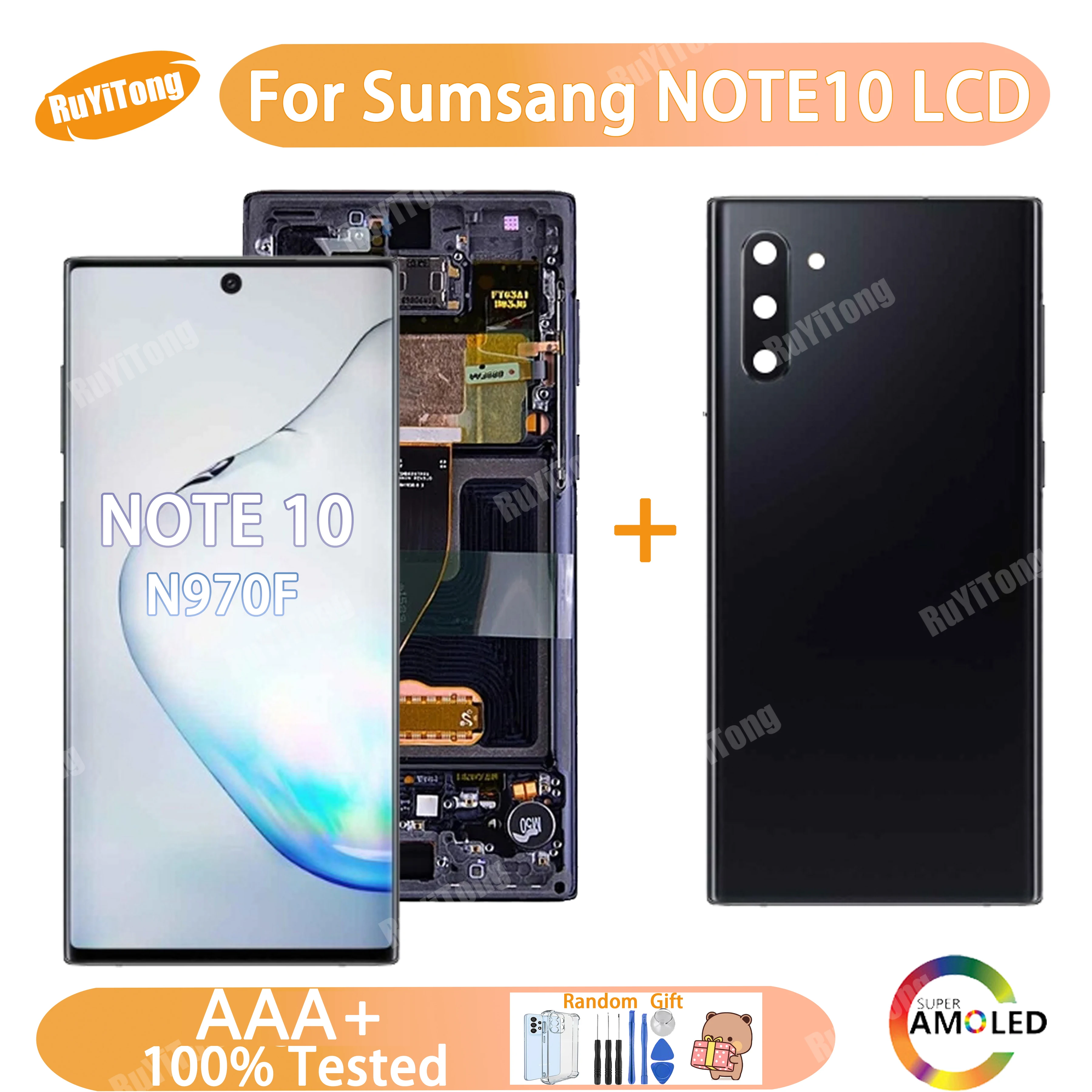 

AAA+ 100%Test Super AMOLED For Samsung Galaxy Note10 N970 N970F LCD Note10LCD With Frame Display Touch Screen Digitizer Assembly