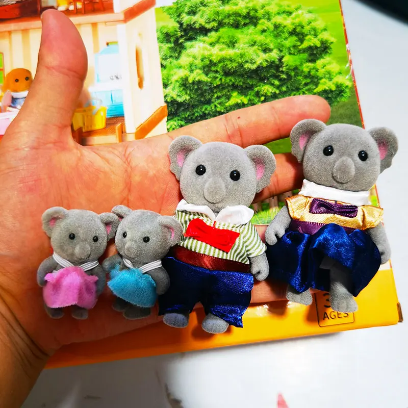 1:12 familia de animales del bosque simulación familia del bosque muñeca Reno Panda figuras de animales muebles en miniatura DIY juguetes regalos para niños