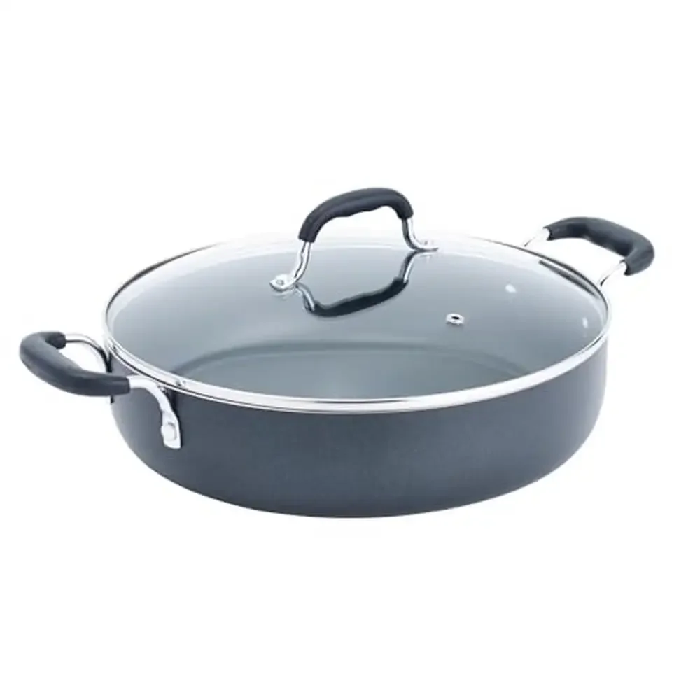

Nonstick Stainless Steel Sauté Pan 12 Inch Oven Safe Cookware Pots Flared Sides Tech Release Heat Indicator Handles Glass Lids