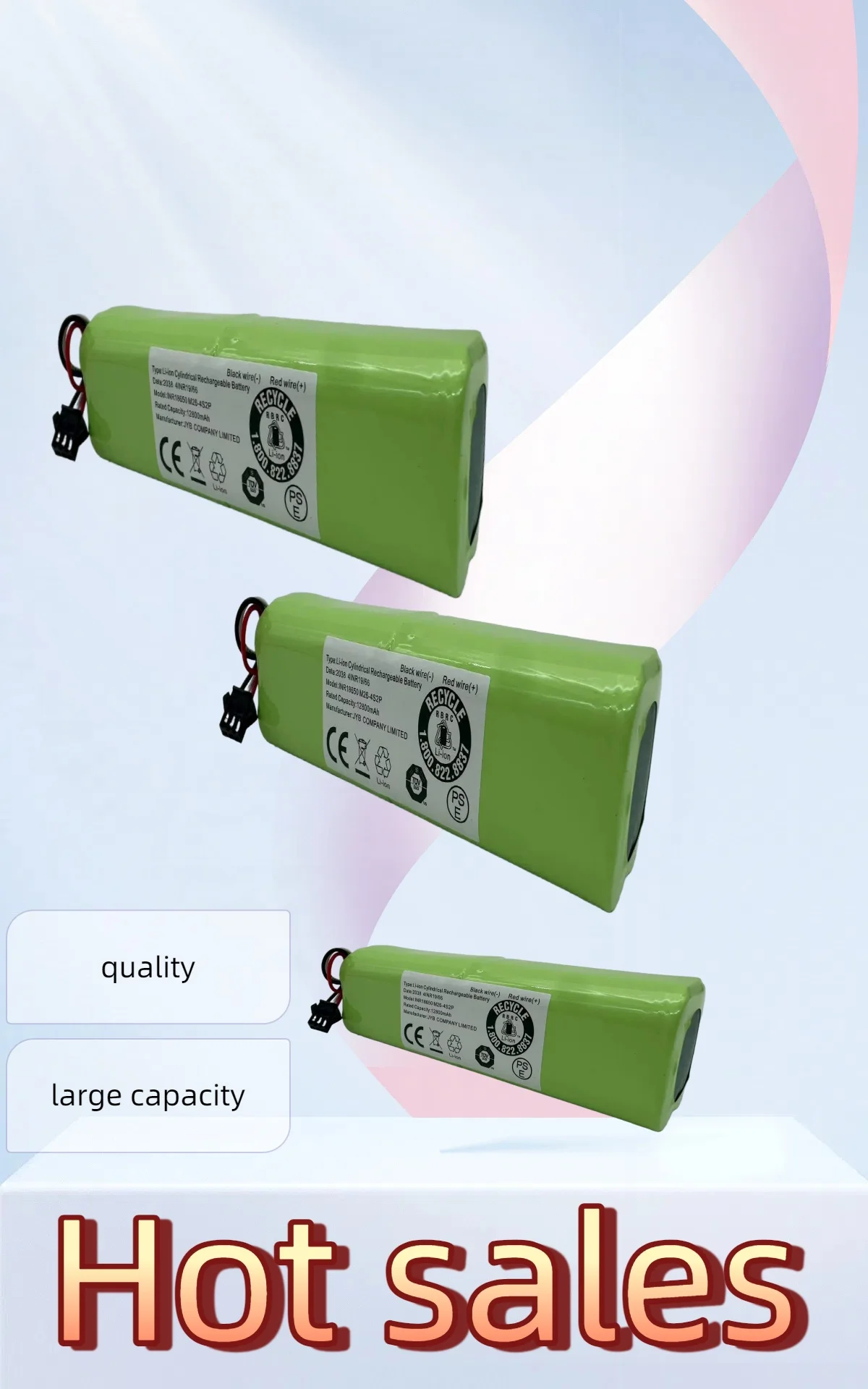 

14.4V Rechargeable Lithium-ion Battery Pack (6800mAh/12800mAh), for With XiaoMi Robot Vacuum, Supply for Long Cycle Life