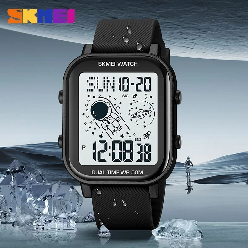 

Moment Beauty SKMEI Fashion Square Astronaut Student Electronic Watch, Outdoor Sports Luminous Waterproof Men's Watch