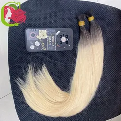 Wholesale Virgin Hair Extens Bulk Factory 12A Ombre Blonde Russian Cuticle Aligned Cabello Humano Natural Human Hair Extensions