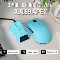 AJAZZ AJ159 APEX Wireless Gaming Mouse W/ RGB Magnetic Charging Base PAW3950 Sensor 400mAh Battery 8K FPS BT/2.4G/USB-C Tri-Mode