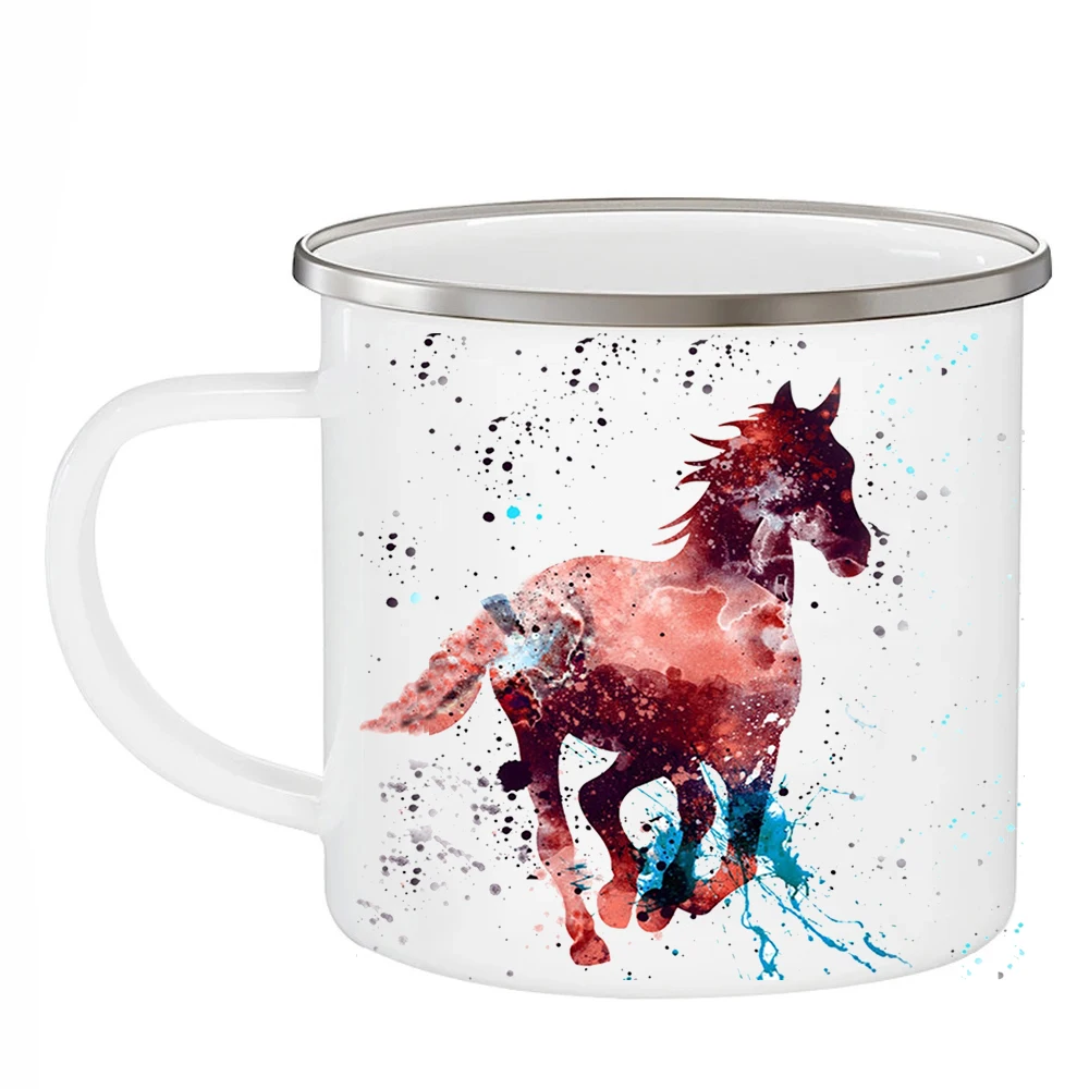 Watercolor Horse Cups Nursery Art Enamel Mugs 12OZ Kids Children Gifts Coffee Mugs Home Decal Juice Milk Water Mugs Drinkware