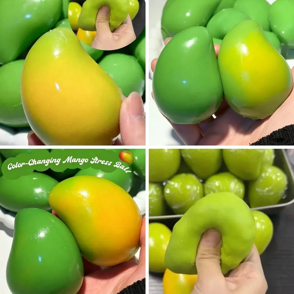 *-*2027Handmade Crispy Mango Stress Ball, Color-Changing Squishy Fidget Toy, ASMR///