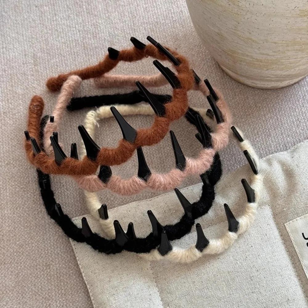 Fashion Non-Slip Wavy Toothed Headband Bendable Elastic Anti-Slip Zig Zag Comb Korean Style Plastic Fluffy Hair Hoop Wash Face