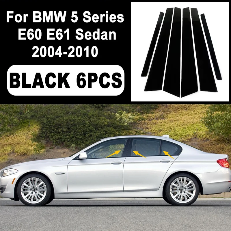 

Glossy Black B C Pillar Post Cover Car Sticker For BMW 5 Series E60 E61 Sedan 2004-2010 Window Door Decorative Accessories 2009