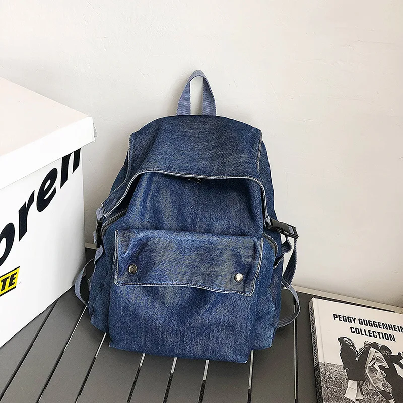 Zaini da donna in Denim coreano zaino da college di grande capacità Casual borsa da viaggio grande da donna borsa da scuola per ragazza adolescente