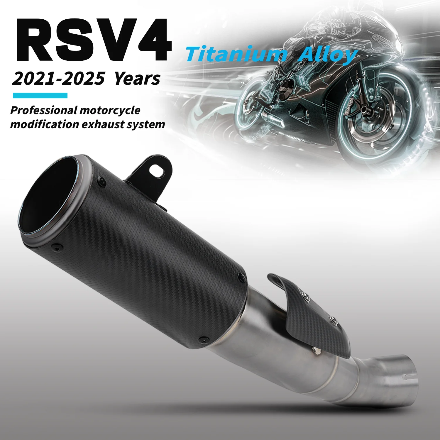 

For RSV4 2021-2025 Motorcycle Exhaust Modified Full Titanium Alloy Muffler Pipe Original Interface mid tail pipe carbon fiber