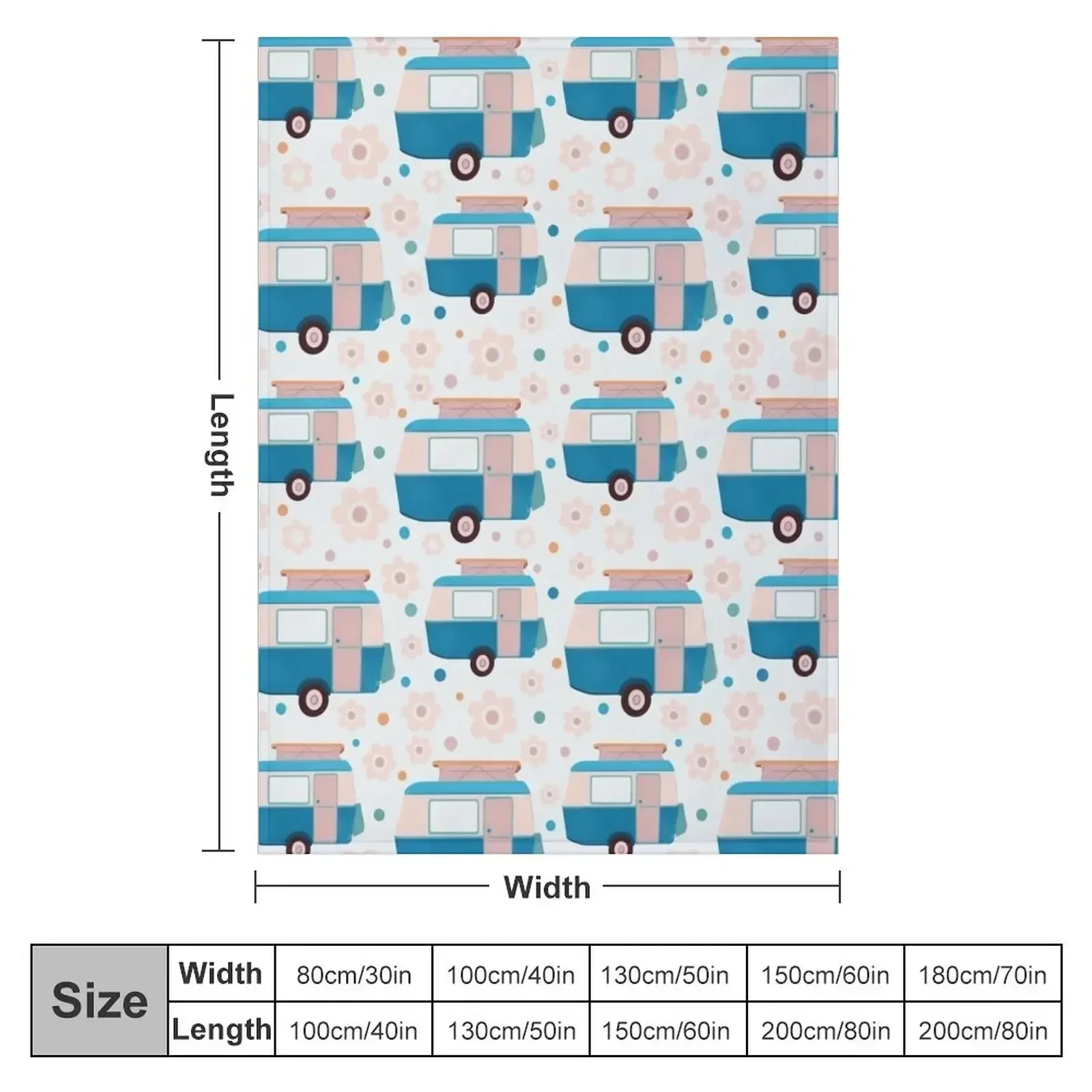 Pastel Daisy Dot Vintage Caravan Pattern Throw Blanket Summer Warm Quilt Soft Plaid Loose Thermal Blankets