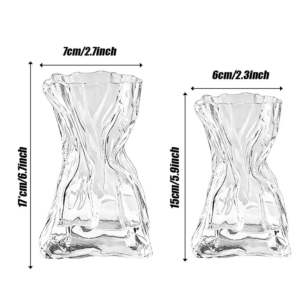 Creative Folded Money Bag Transparent Glass Vase Big Flower Bottle Tabletop Hydroponic Pot Home Living Room Table Decoration view 6