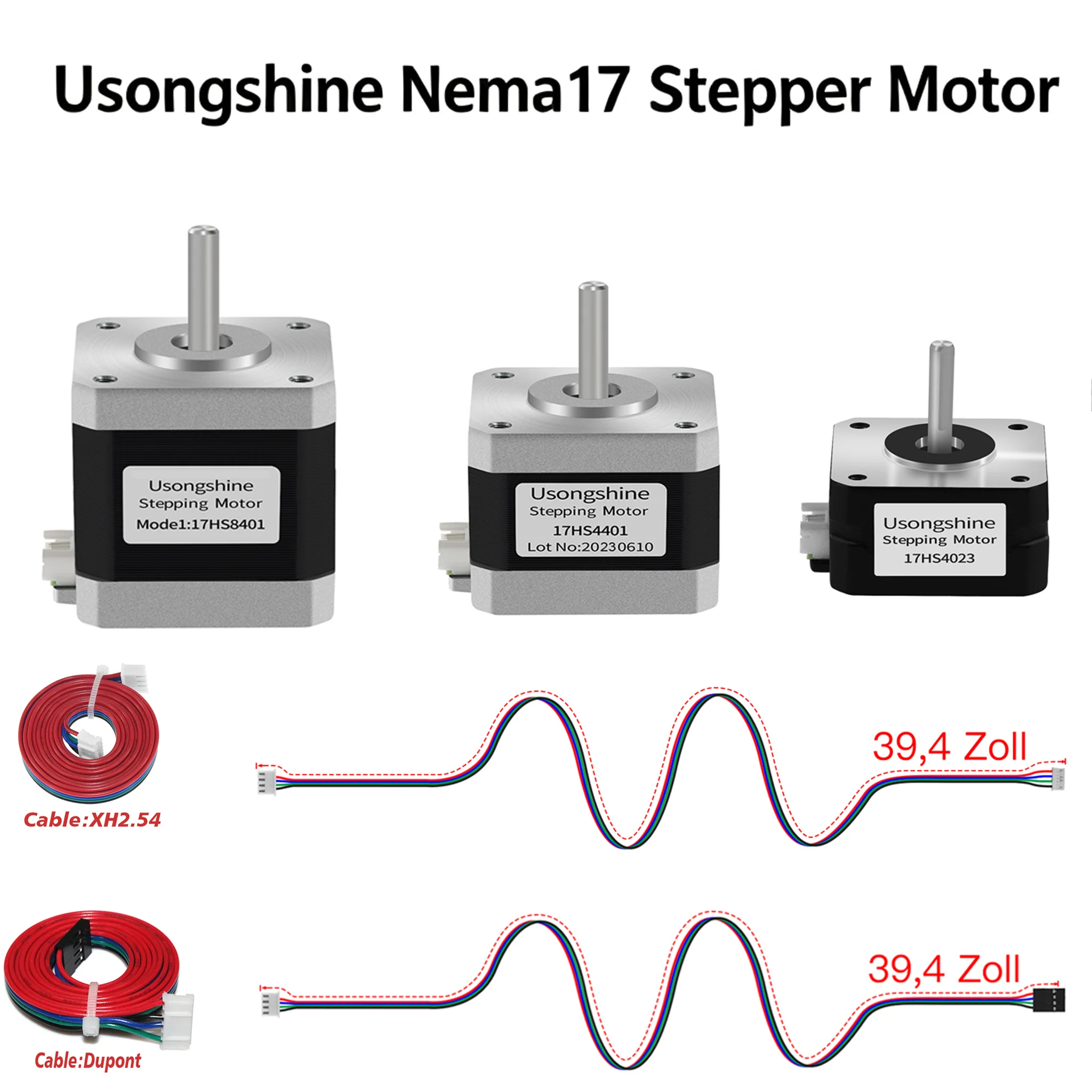 

Usongshine Nema17 Stepper Motor 17HS4023 17HS4401S 4Motor 2BGYH 4-lead 1.0A 13N.cm for CNC Laser Engraving Machine 3D Printer111
