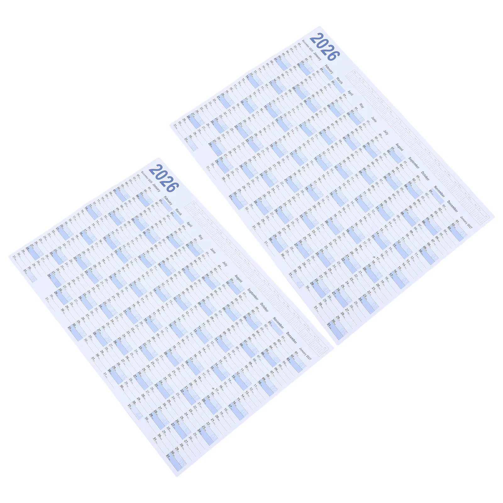 

2 Sets Large Yearly Wall Calendar 2026 Minimalist English Writable Planner Annual Monthly Organizer Office School Work Events