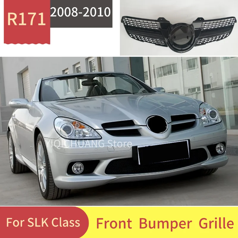 Diamond Front Grille For Mercedes-Benz R171 SLK Class 2008 2009 2010 SLK280 SLK300 SLK200 SLK350 ABS racing grill