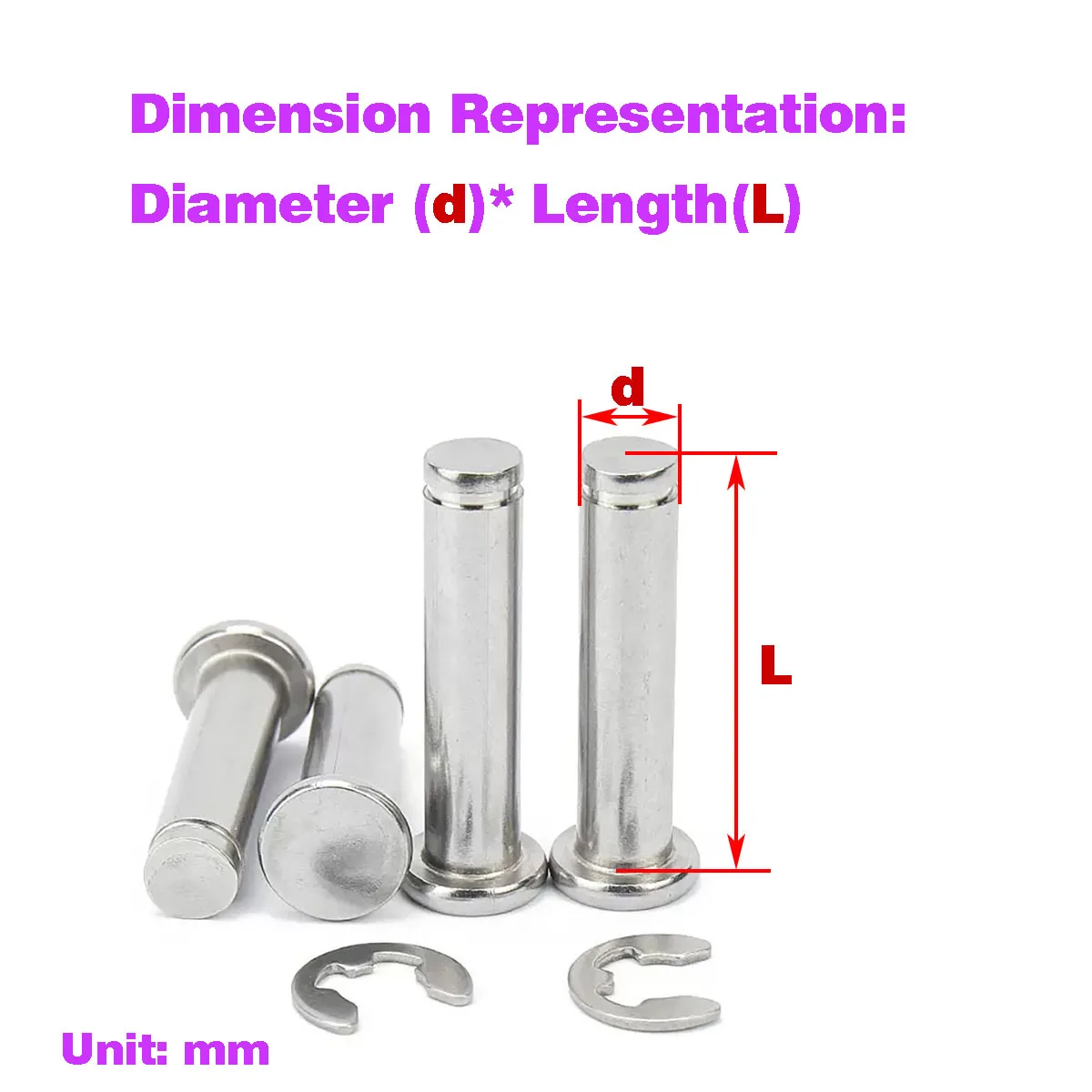 

304 Stainless Steel Flat Head Pin Shaft/ With Hole Locating Pin/Circlip Cylindrical Pin M3M4M5M6M8M10M12