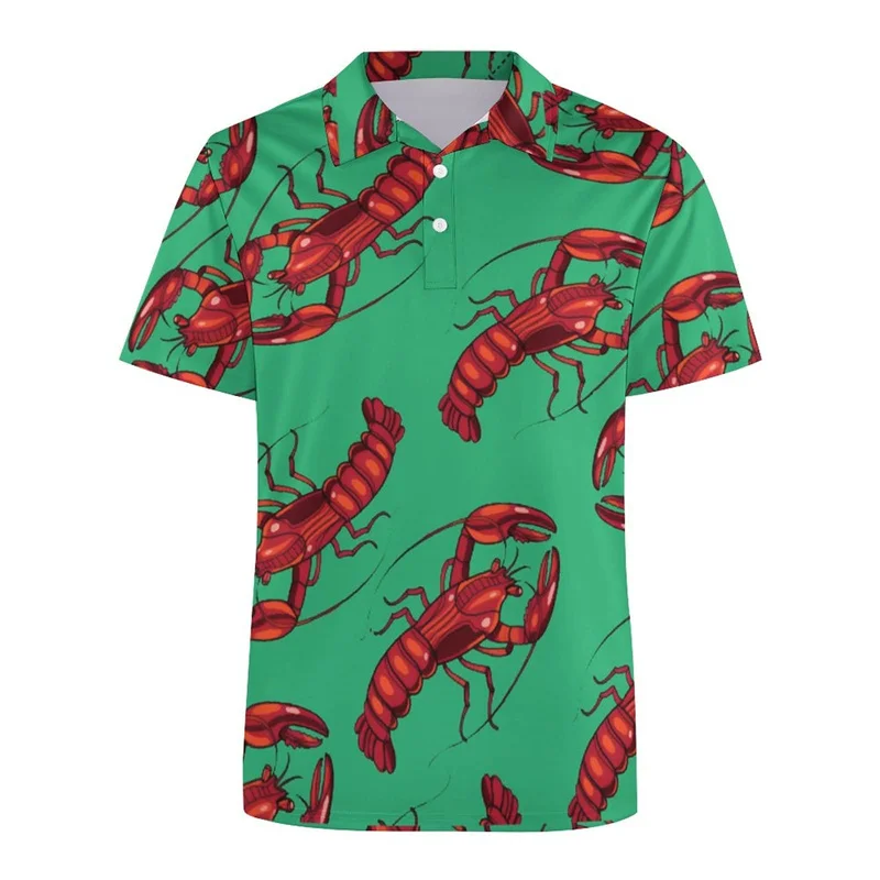 Cool 3d Print Lobster Frog Dinosaur Polo Shirt For Men Summer Casual Animal Pattern Short Sleeve Street T Shirts Tops Clothes