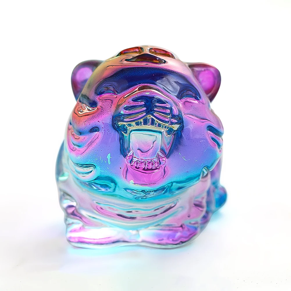 Zodiac Tiger Glazed Crystal Glass Decorative Crafts Attract Wealth Auspicious Feng Shui Beast Desktop Ornaments Home Decoration