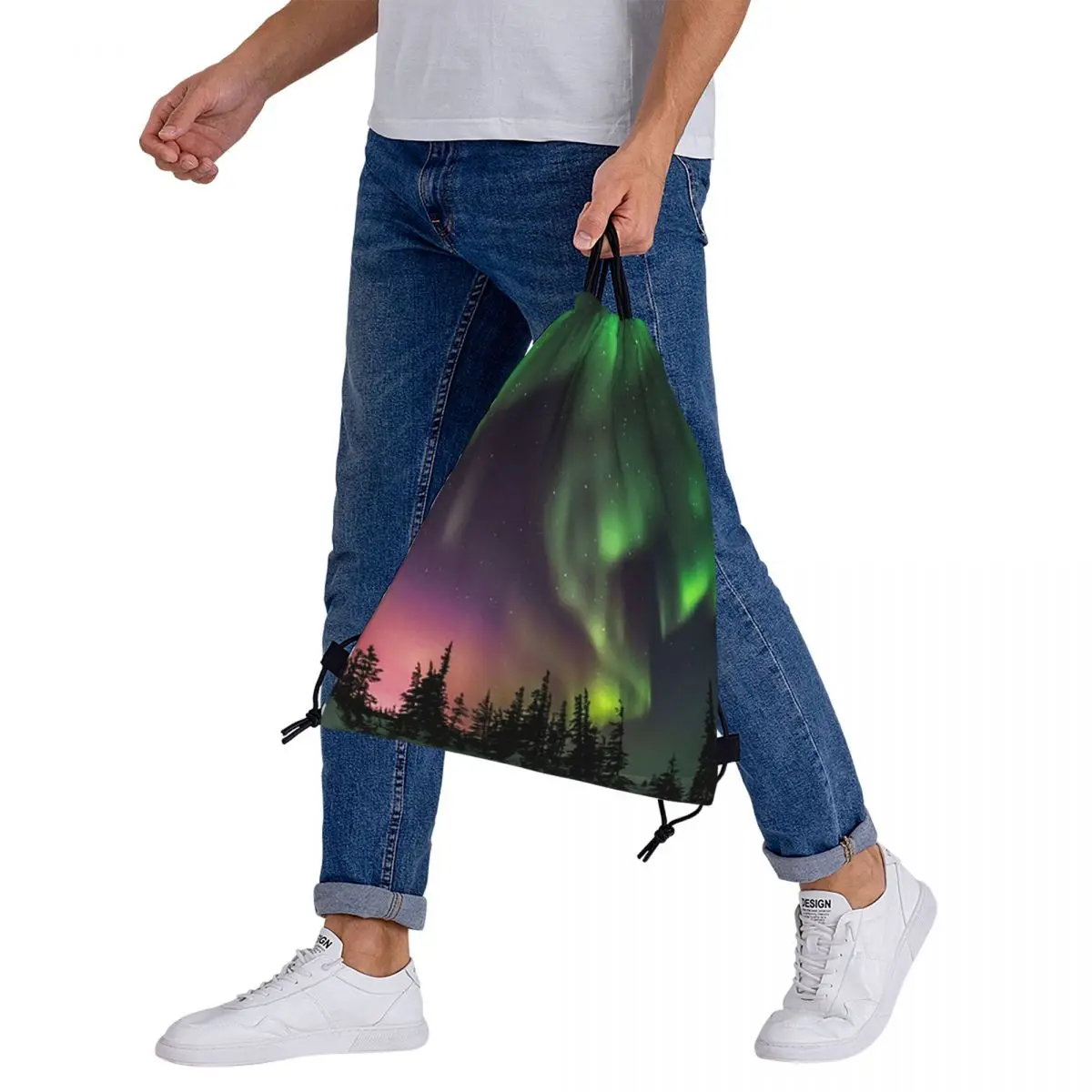 Aurora Drawstring Backpacks Portable Drawstring Bags Drawstring Bundle Pocket Sports Bag Book Bags For Man Woman School