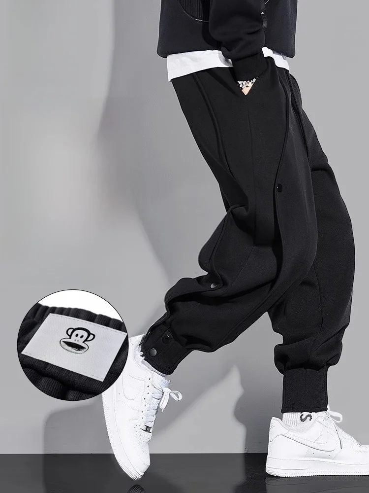 

PaulFrank Heavyweight Sweatpants Men's Spring Autumn New Bla Button Design Loose Sports Pants Cotton Blend Youth Trend