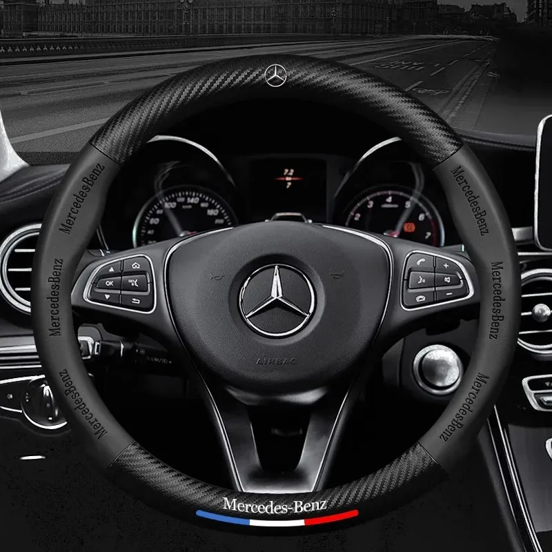 

Car Carbon Fiber Anti-Slip Steering Wheel Cover Mercedes Benz A B C E V S Class Sprinter Vito ML GLA GLB GLC GLK GLS SLK CLA CLS
