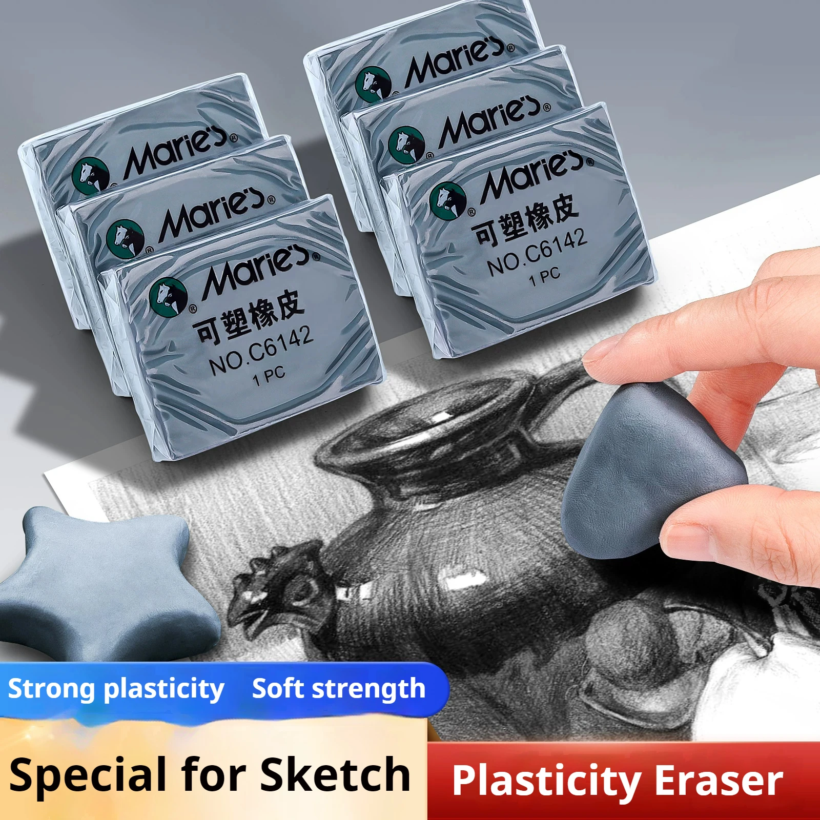1/3 قطعة ممحاة مطاطية ناعمة من اللدونة مسح تسليط الضوء على دلك للفن رسم رسم البلاستيسين ممحاة قلم رصاص القرطاسية #1