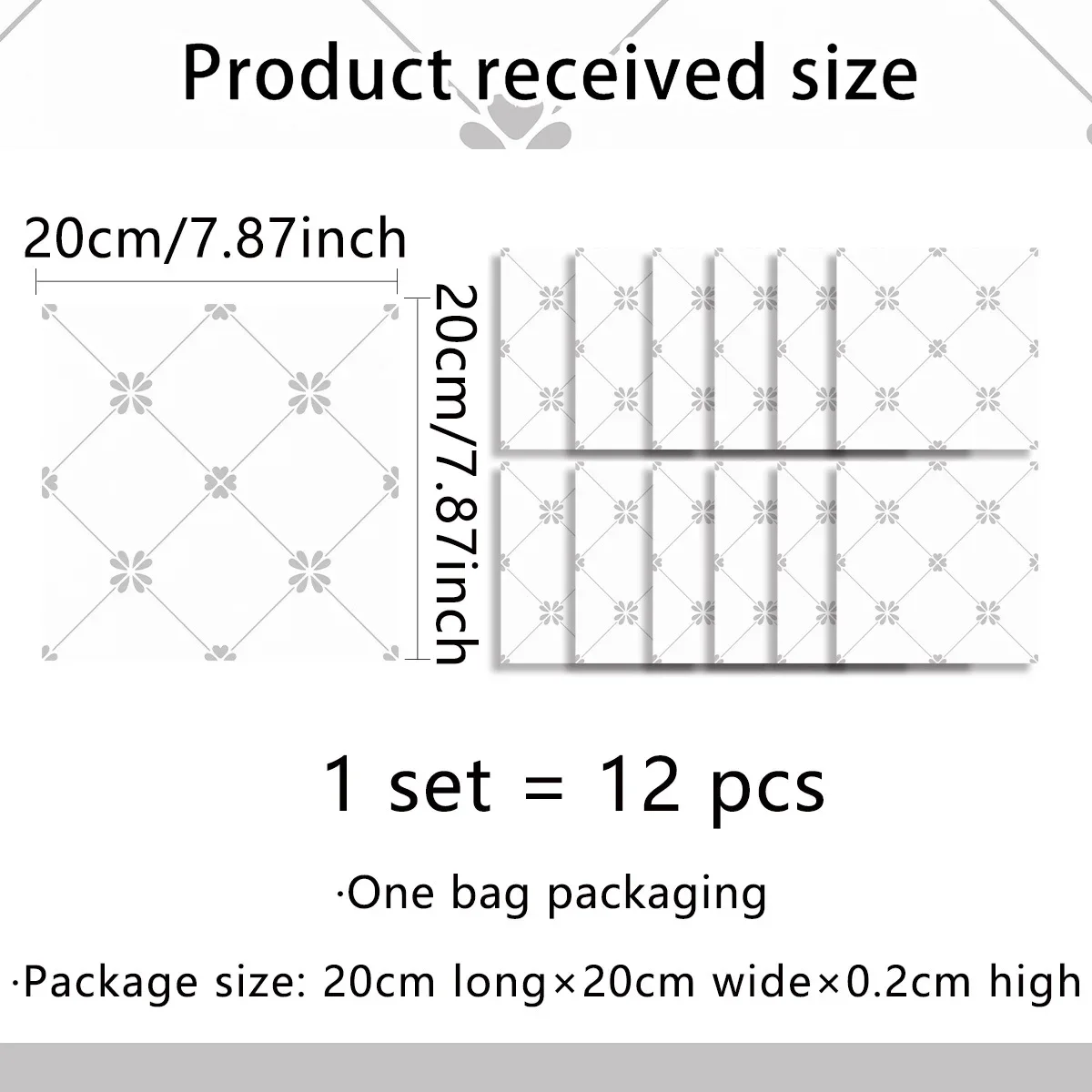 

PVC Wall and Tile Decals 12pcs with Waterproof and Removable Designed for Geometric Pattern Customization on Surfaces