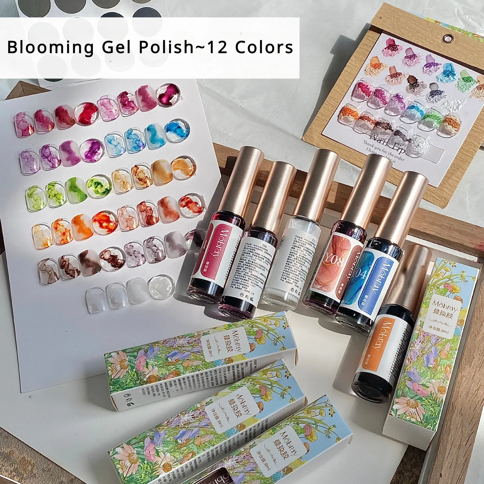 Blooming Nail Polish Marble Nail Ink Tint Gel Watercolor Ink Nail Art Blossom Gel Polish Semi Permanent Soak Off UV Gel Varnish