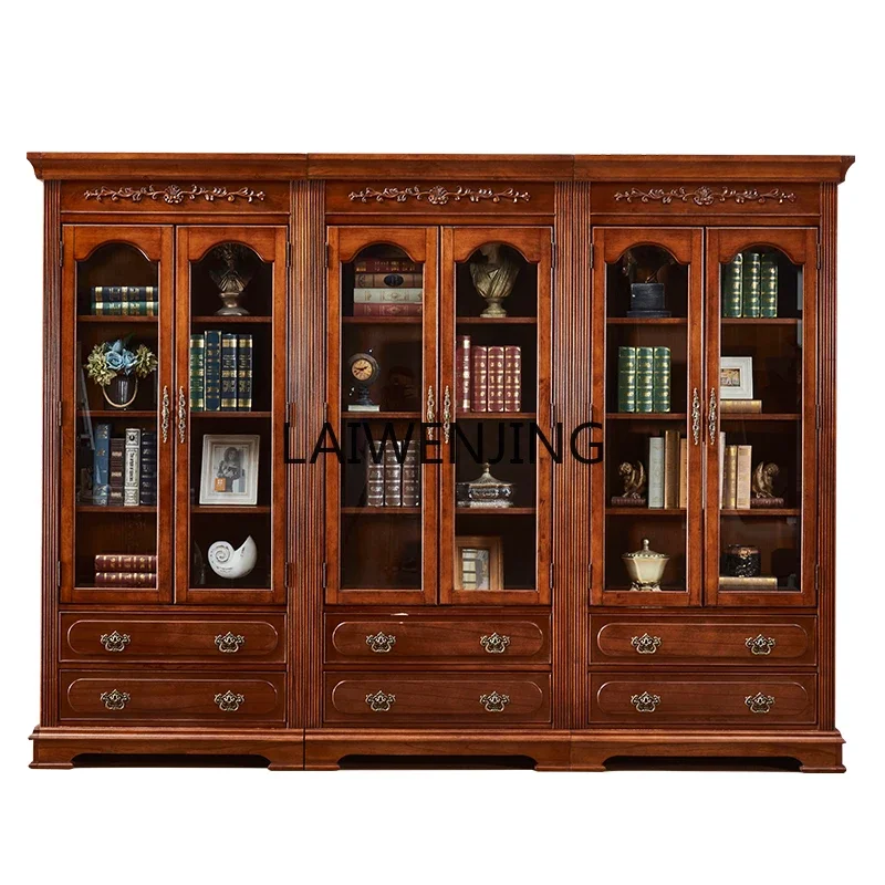 

HLZ double door solid wood study furniture free combination cabinet European floor display cabinet