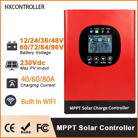 7680W 80 Ampere MPPT Solar Charge Controller 230VDC 12-96V Solar Panel off grid System Regulator With Built In WIFI Device