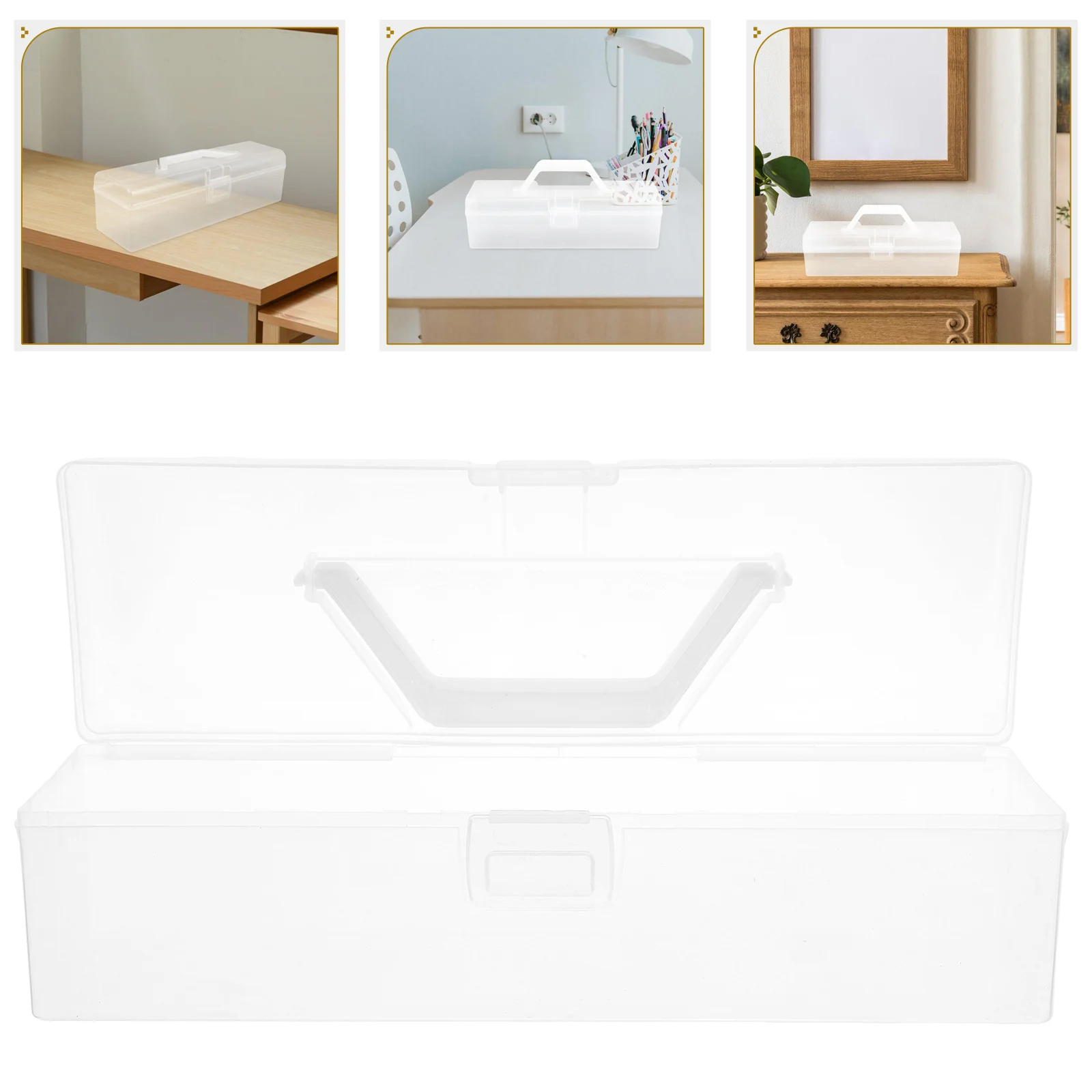 

Plastic Storage Transparent Tool ganizer Portable Craft Case Handle for Small Parts Screw Plastic Tackle Container Container