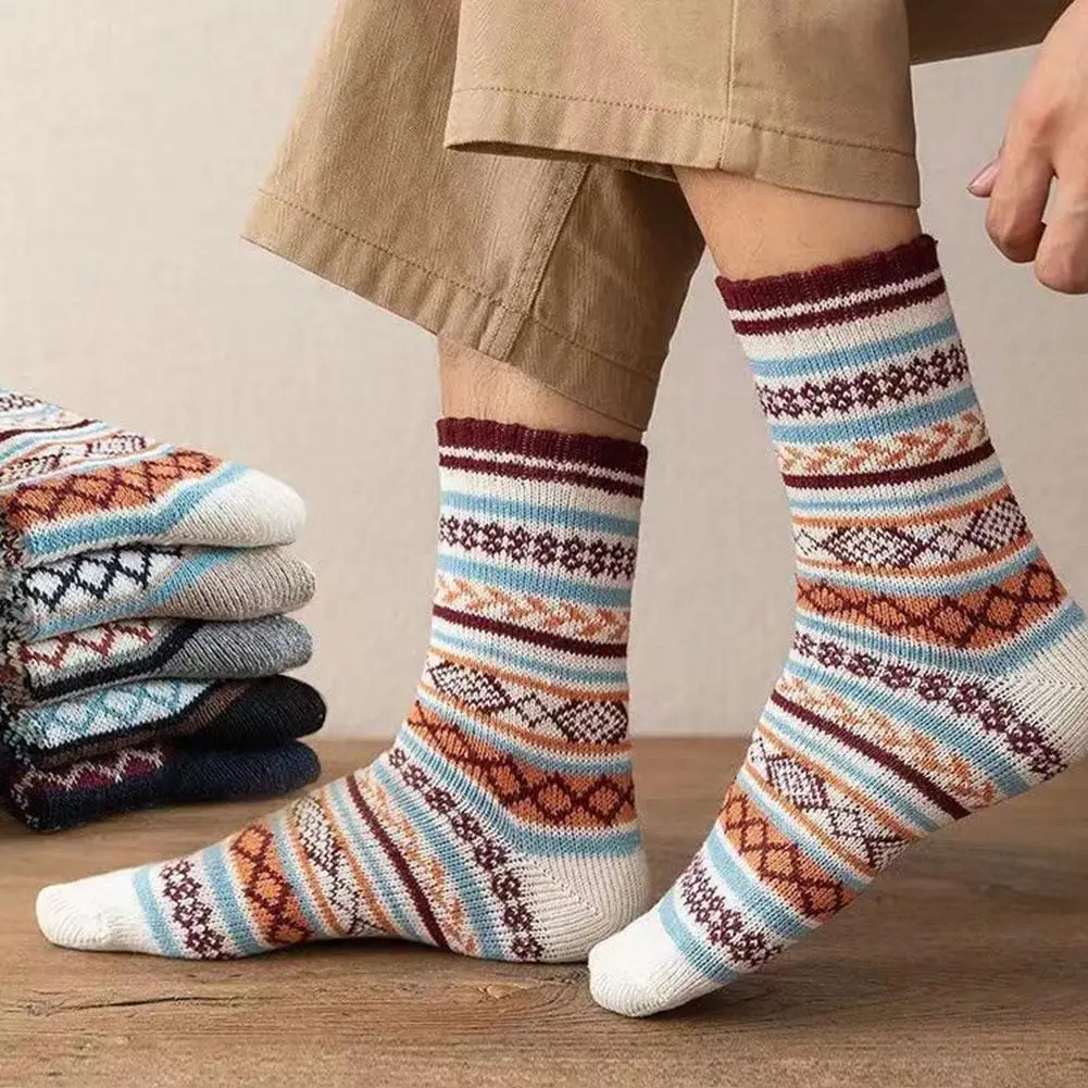 5 أزواج من الجوارب الحرارية للرجال والنساء، جوارب طاقم محبوكة دافئة للشتاء، جوارب رياضية كاجوال بحلقة تيري ناعمة للطقس البارد #4