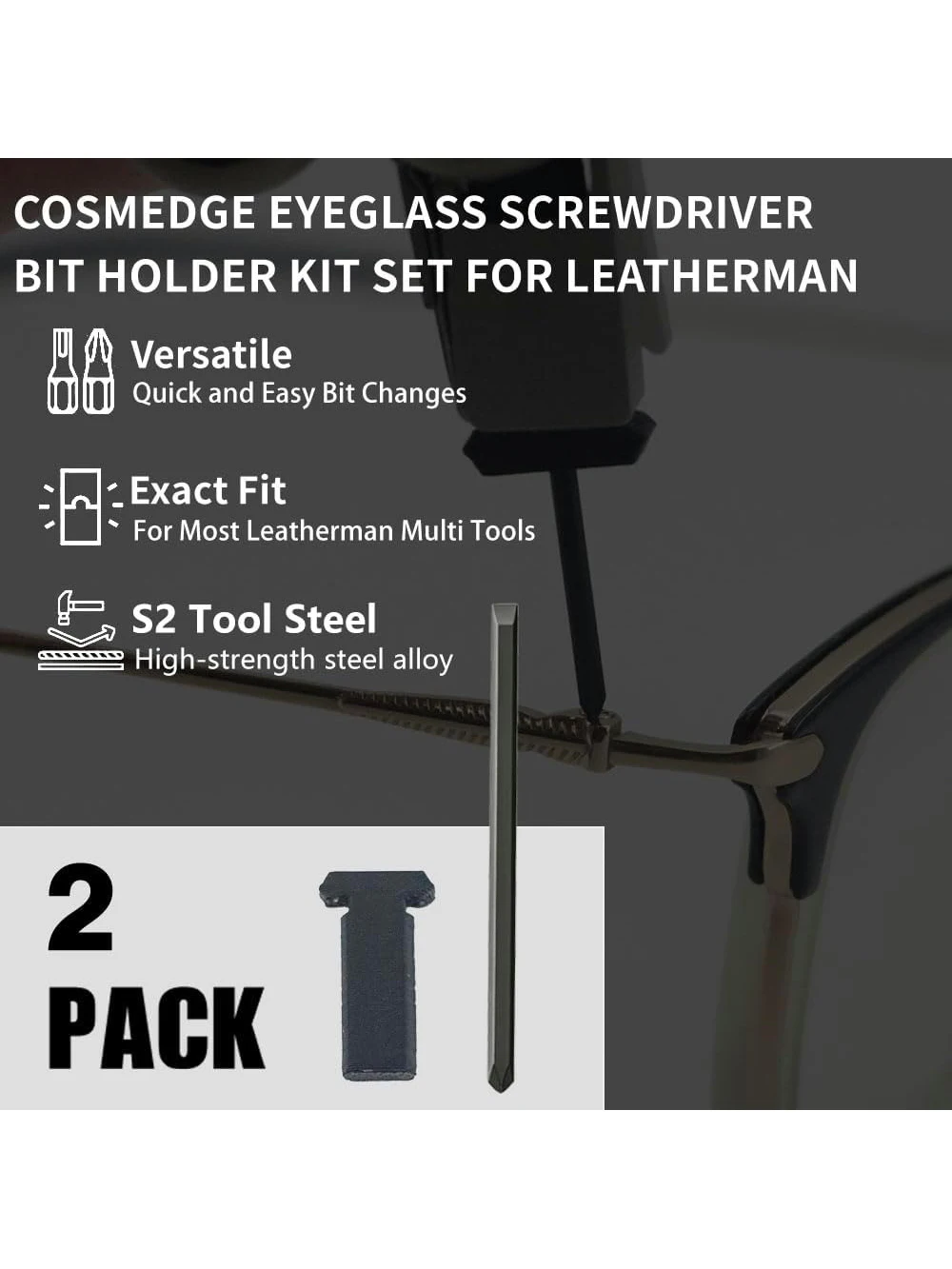 Leatherman Compatible Eyeglass Screwdriver Bit Holder Set, Phillips Flat Precision Replacement Bits for Glasses Watch Repair