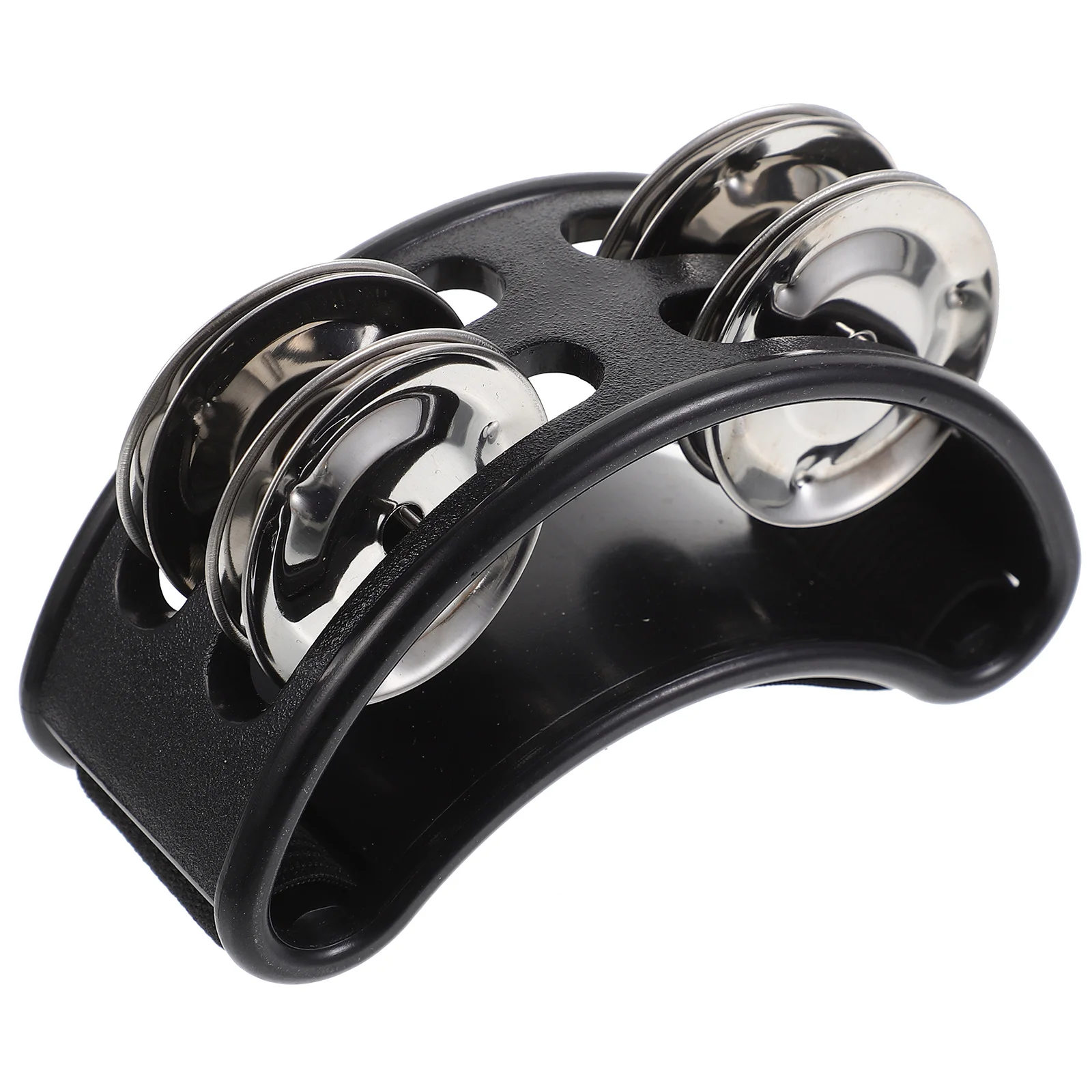 دف القدم باللون الأسود مع أجراس جلجل مطلية بالنيكل، جسم ABS مدمج، حزام مرن متين لجلسلات المربى الصوتي #4