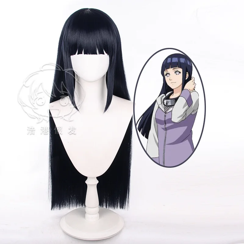 Anime hyuga hinata peruca cosplay 80cm longo resistente ao calor feminino cabelo sintético traje de halloween role play festa perucas
