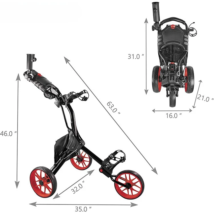 Golf Trolley, Aluminum Alloy Ball Trolley, Foldable Trolley Three-wheel Trolley With Umbrella Frame Scoreboard