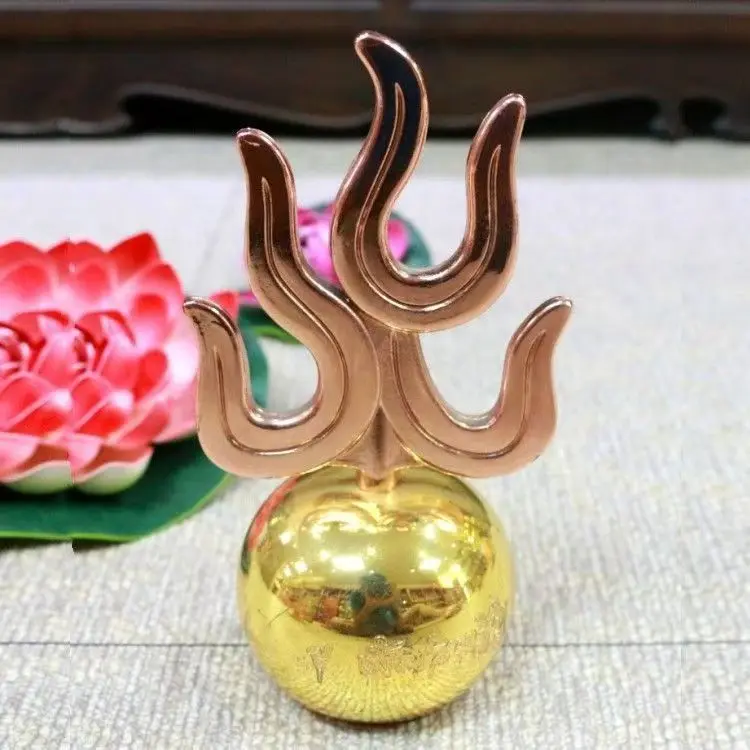 3.3-23cm height alloy fireball color gold ground Tibetan king torch pearl magic Dizang King Ksitigarbha accessory ornament