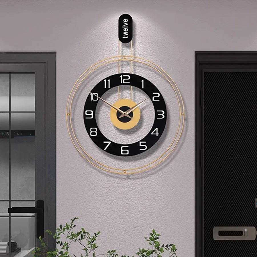 Gift Home Wall Clock Pieces Living Room Art Unique Gold Wall Clock Decoration Round Black Modern Silent Nordic Saat Home Decor