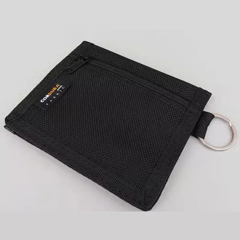 Mini carteira de cartão homem casual moeda bolsa náilon pano à prova dwaterproof água pequeno titular do cartão de crédito masculino dobrável carteira bolsa masculina preto