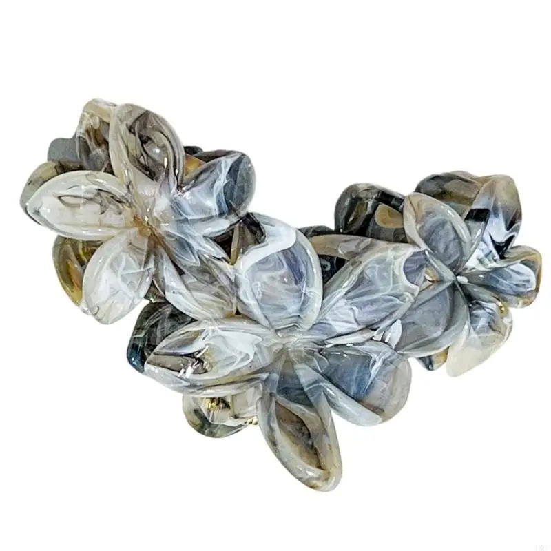 

Elegant Marble Frangipani Hair Claw Clip with Multi Color Option Practical Resin
