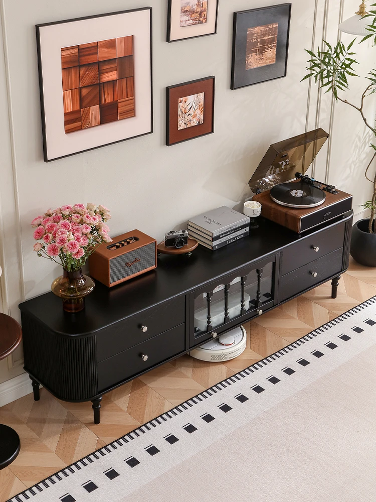 

Французский ретро шкаф для телевизора из цельного дерева, журнальный столик, комбинация для маленькой квартиры, домашний ТВ-шкаф, антикварная мебель для гостиной