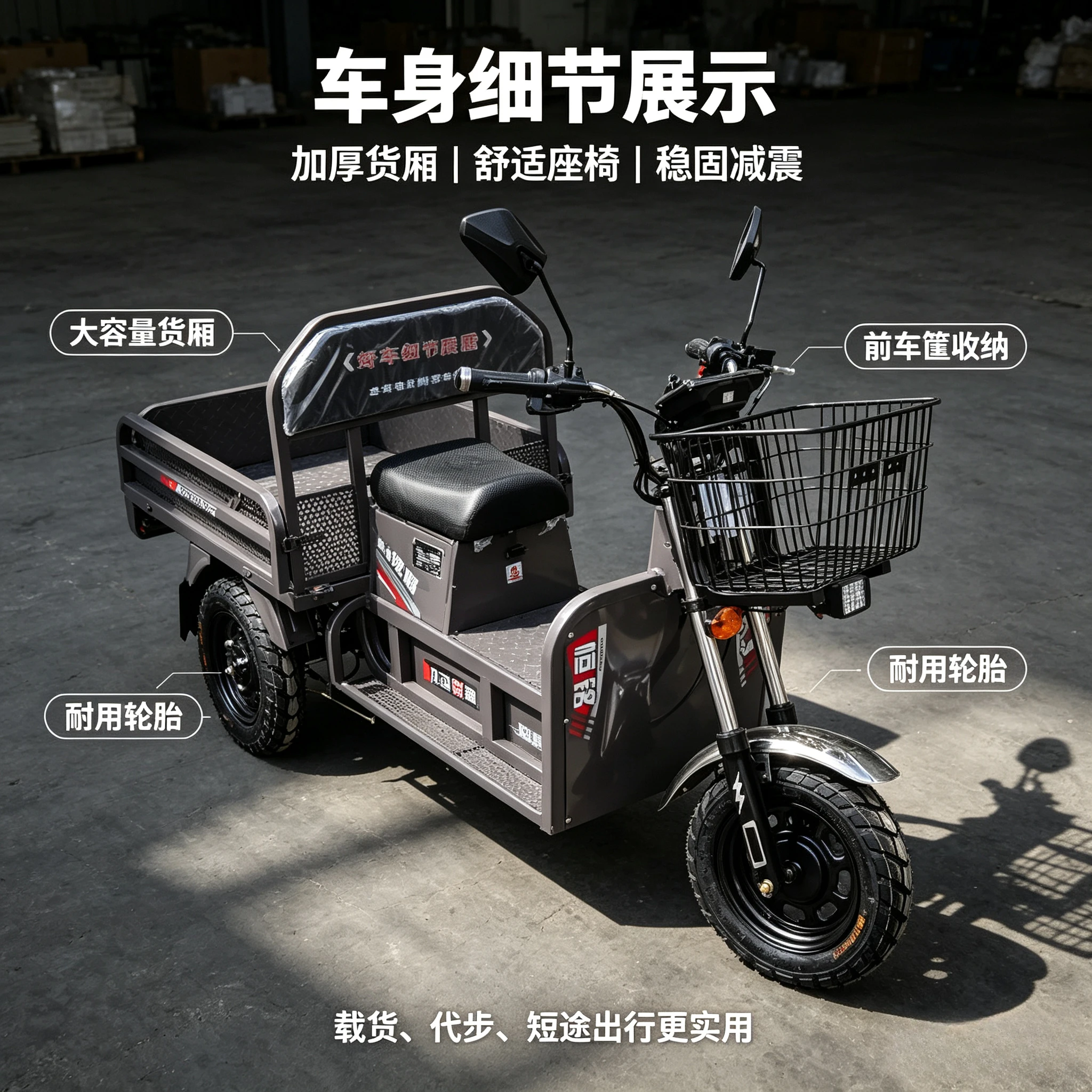 New Heavy‑Load Long‑Range Electric Cargo Tricycle, Farm Warehouse Delivery Three‑Wheeler