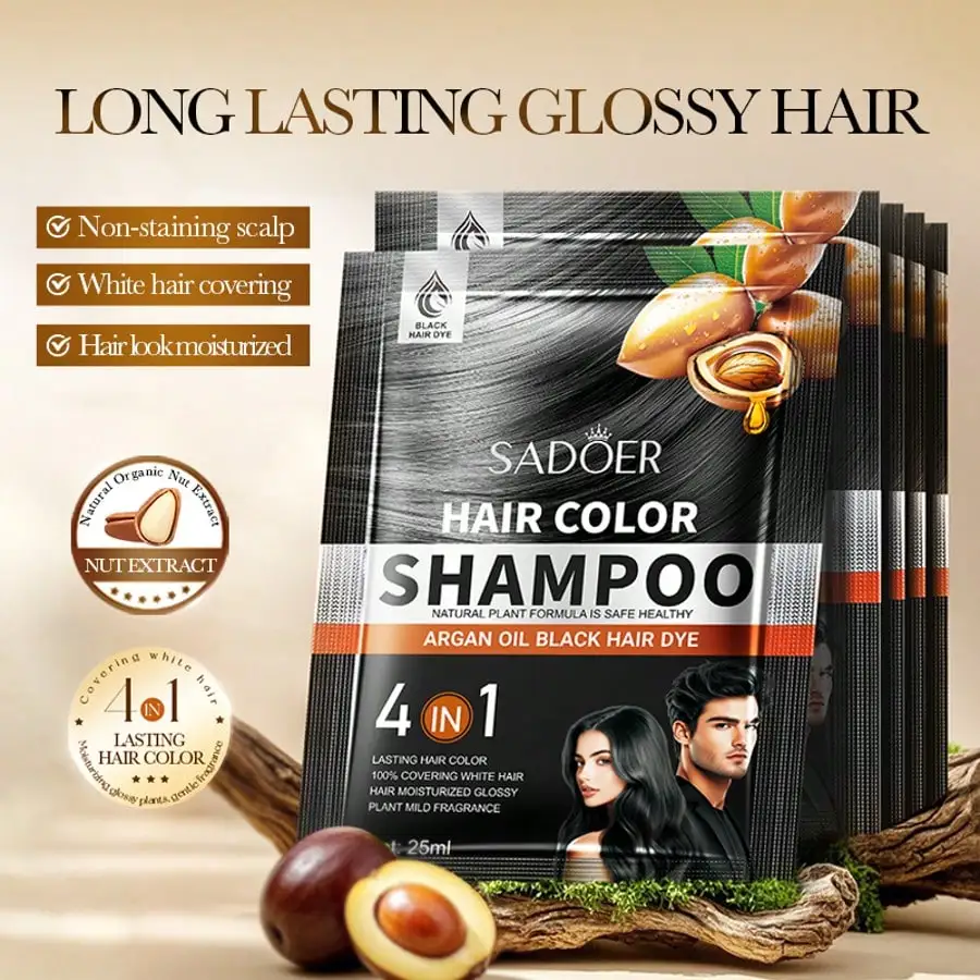 صبغة شعر أسود طبيعي 1 قطعة/5 قطعة/10 قطعة تركيبة زيت الزيتون تغطي الشعر الأبيض لون طويل الأمد دون ضرر فروة الرأس