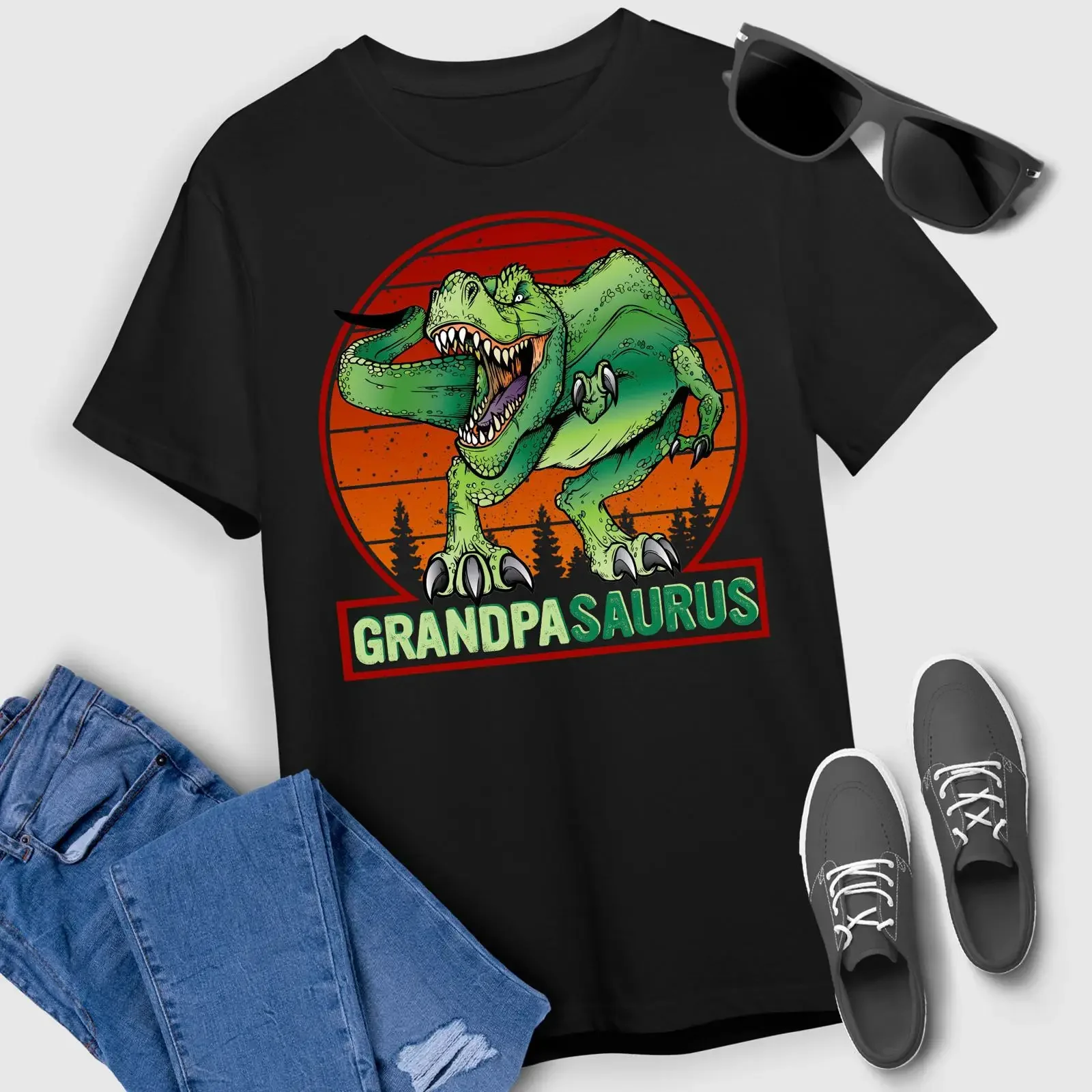 Grandpasaurus T Shirt Rex Grandpa Saurus Dinosaur Granddad For  vintage Washed graphic Stylish Versatile Casual