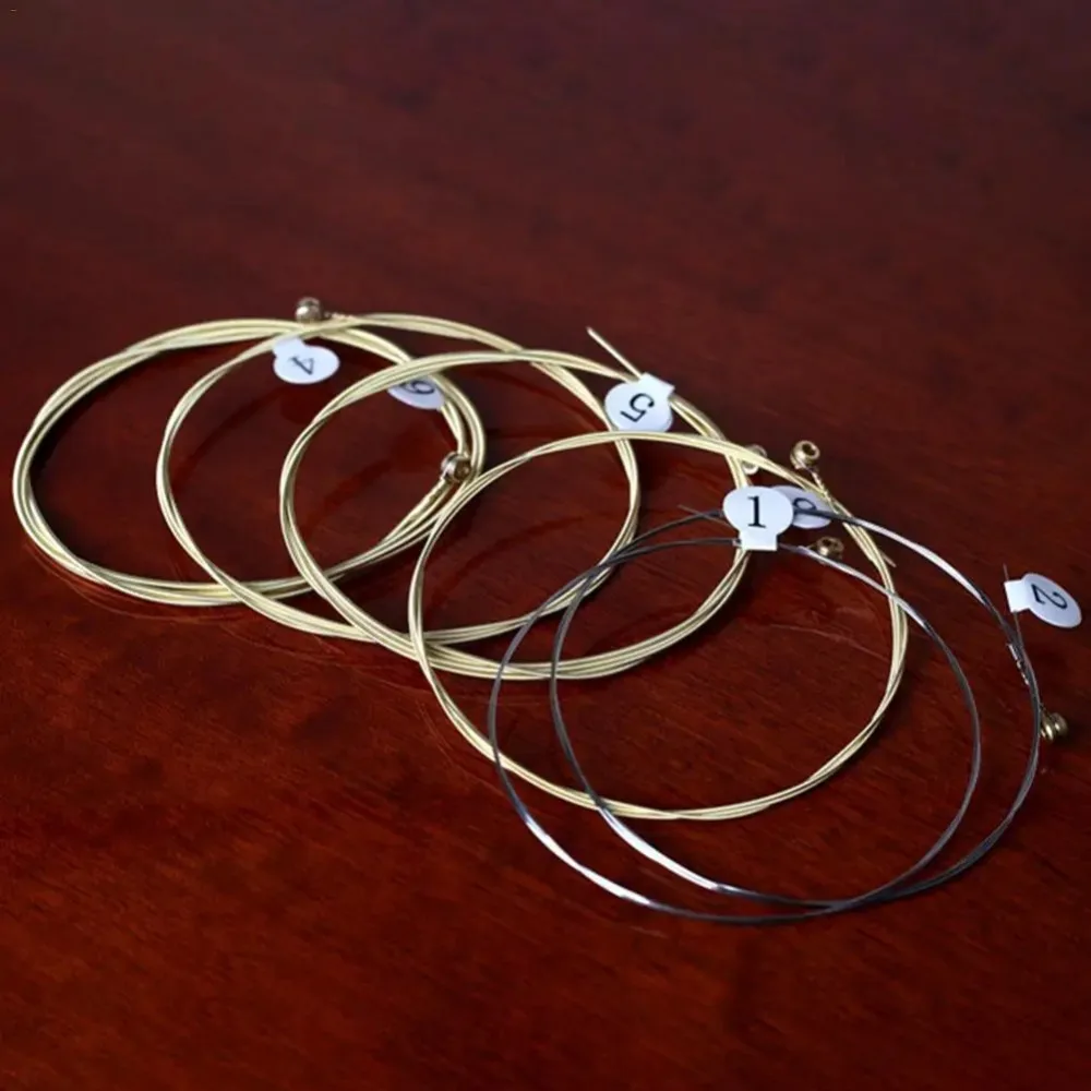 6pcs/set Universal Acoustic Guitar Strings, Brass Hexagonal Steel Core for Musical Instruments & Guitar Parts