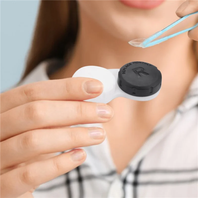 

12PCS Colorful Contact Lens Case, Contact Lens Immersion Kit, Suitable For Outdoor Mini Contact Lens Case Screw Top-AT64