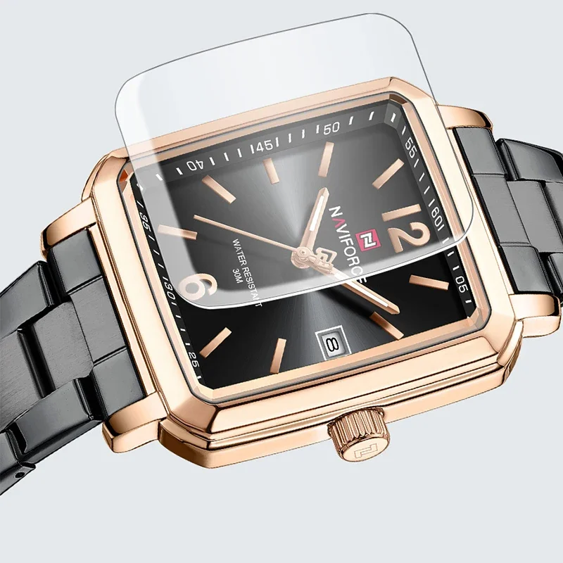 

Лучший бренд NAVIFORCE, женские кварцевые часы 3ATM, водостойкий квадратный ремешок из нержавеющей стали, дисплей даты, повседневные женские наручные часы 2025