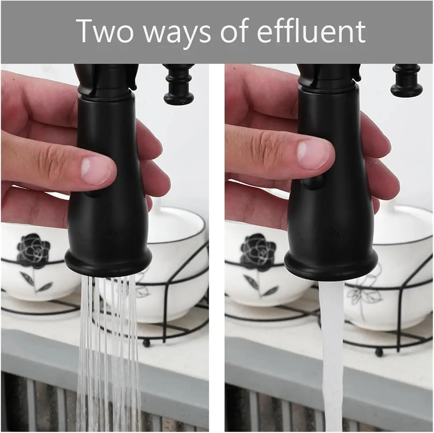 Kitchen Pull Down Faucet 360 Degree Multi-Function Spring Pull Down Single Handle Hot and Cold Water Faucet Brass