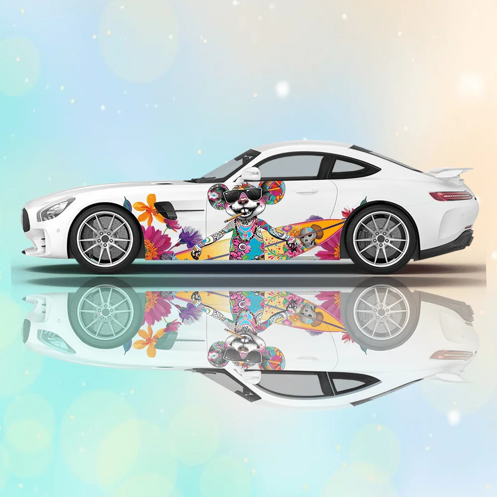 

Tattooed Social Rat Car Vinyl Wraps Decal Self-adhesive PVC Sticker Suitable for Trucks SUV Decoration Auto Accessories